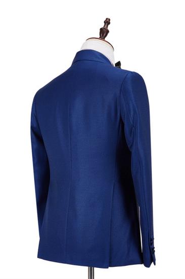 Unique Royal Blue Double Breasted Two-Piece Business men Suits_3