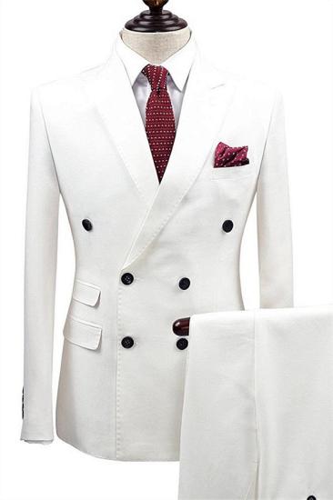 Stylish White Bouble Breast Wedding Suits For Groom | Groom Tuxedos with 2 Pieces