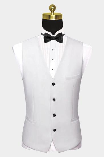 Classic White One Button Groom Set | Black satin shawl men's wedding suit_2