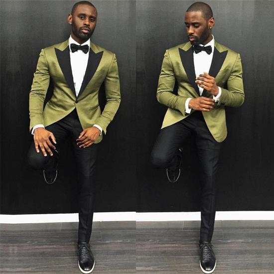 Caius Handsome One Button Slim Fit Prom Men Suit with Black Lapel_2