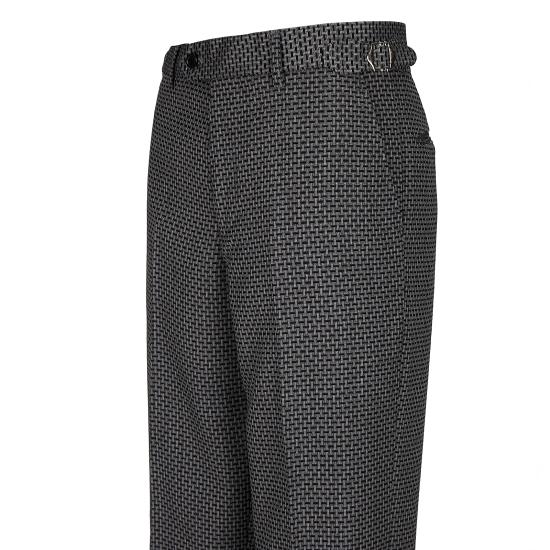 Modern Black Plaid Peaked Lapel Double Breasted Men Suits_5