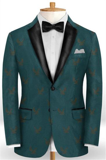New Arrival Printed Dark Green Prom Suits For Men Online | Happnessmall