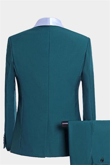 New Arrival Teal Blue White Silk Shawl Lapel Single Breasted Prom suits| Formal Business Men Suits_2