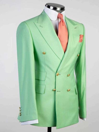 Mint Green 2ps Peaked Lapel Slim Fit Men Suits | Happnessmall_2