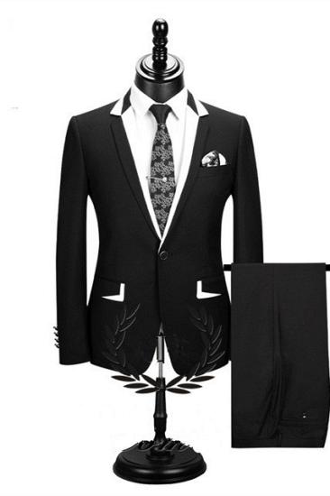 Amelia Stylish Black Two Pieces One Button Formal Business Men Suits_1