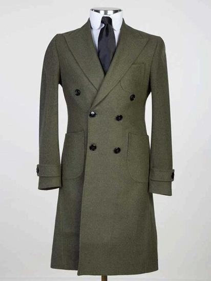 Double Breasted Men’s Wool Blend Long Coat