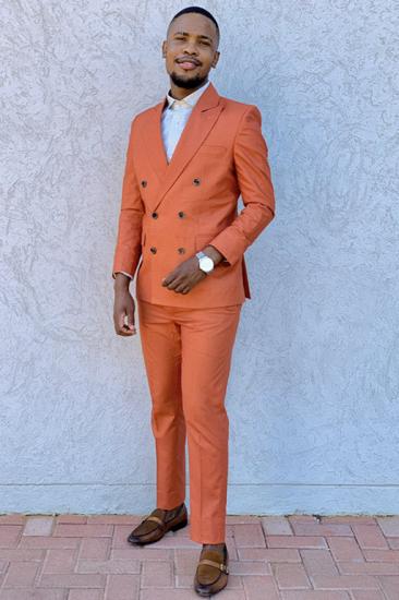 New Arrival Double Breasted Close Fitting Solid Color Prom Men Suits | Happnessmall_1