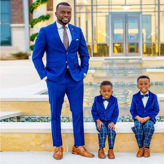 Caius Simple Royal Blue Peaked Lapel Best Fitted Wedding Groomsmen Suits_2