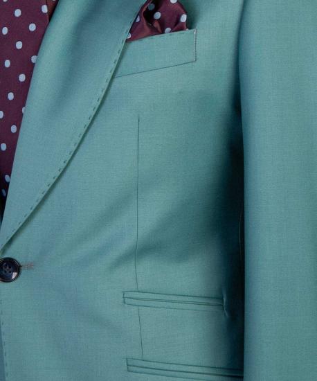 Fashionable Green Peaked Lapel Two Buttons 3-Pieces Men Suits | Happnessmall_4