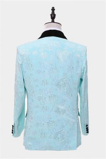 Chic Turquoise Damask Prints Tuxedo with Shawl Lapel | Three Pieces Prom Suits_2