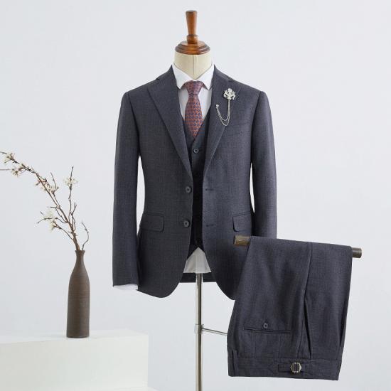 Liam New Arrival Dark Gray 3 Pieces Slim Fit Formal Menswear_2