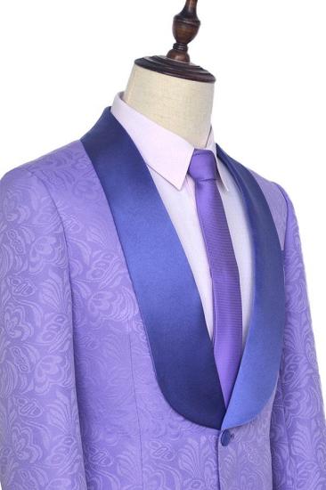 Special Design Lavender Jacquard Silk Shawl Lapel Popular Prom Suits_4