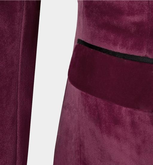 Jaxon Newest Burgundy Velvet Three Pieces Tuxedo | Peak Lapel Prom Men Suits_4
