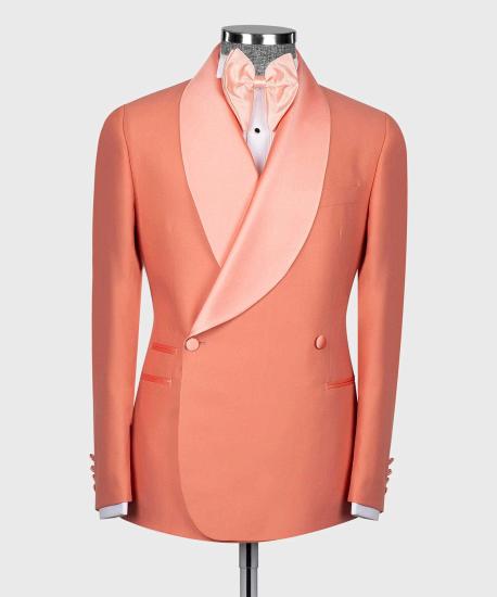 Greyson Unique Orange Double Breasted Shawl Lapel Men Wedding Suits_2