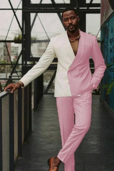 Elio Chic Lovely White And Pink Slim fit One Button Lastest Prom Men Suits_1