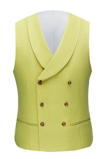 Fashion Yellow Three Pieces Peaked Lapel Fashion Prom Suits for Men_2