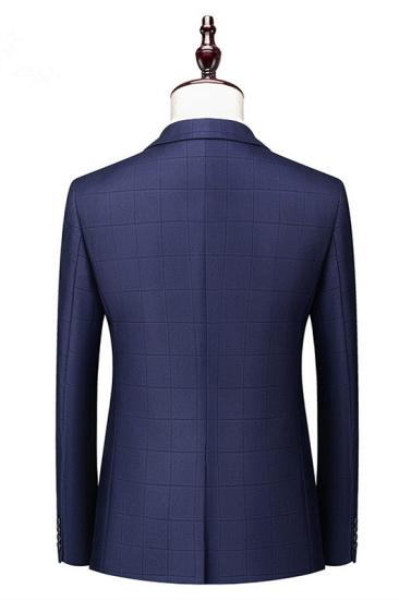 Classical Dark Navy Slim Fit Three Pieces Notch Lapel Men Suits_2