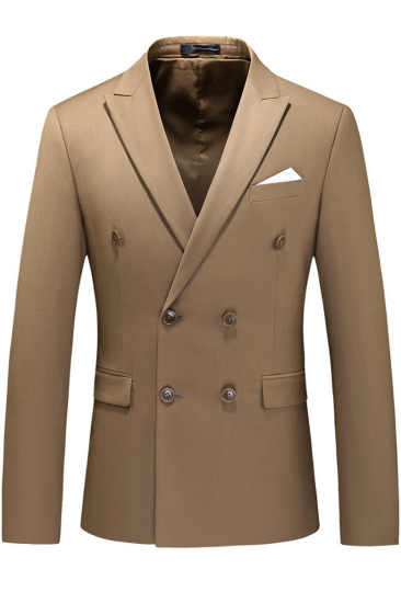 The latest coffee double breasted Peak Lapel solid men's formal suit