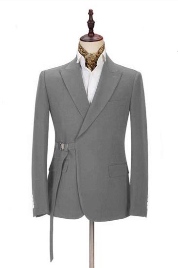 Modern Dark Gray Men's Formal Suit | Buckle Button Suit for Groomsmen