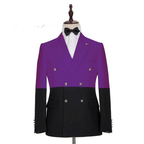 New Arrival Purple Double Breasted Peaked Lapel Prom Men Suits Online_2