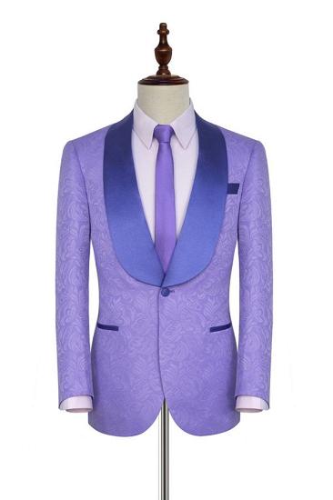 Special Design Lavender Jacquard Silk Shawl Lapel Popular Prom Suits
