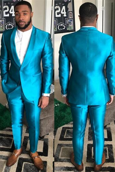 Titos Trendy Blue Shawl Lapel One Button Slim Fit Men Suits for Prom_1