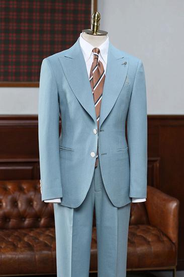 Sophie Elegant Shape Blue 2 Pieces Peaked Lapel Slim Fit Tailored Suit_1