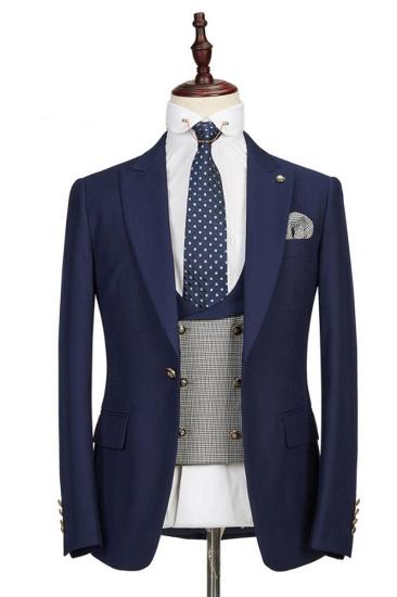 High quality navy blue lapel formal men's business suit