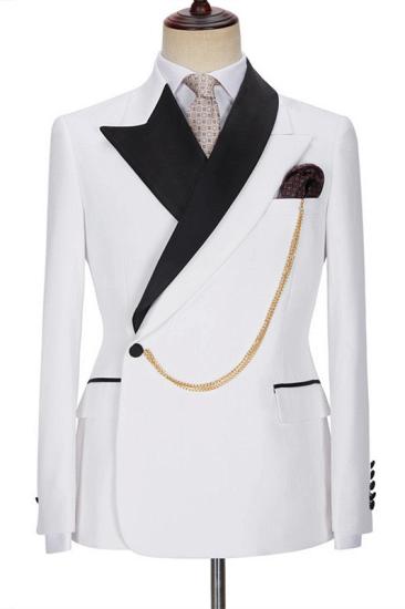 Popular White Peaked Lapel Bespoke Wedding Suits for Men
