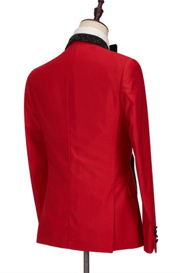 Stylish Red Shaw Lapel Fashion Slim Fit Men's Prom suits_2