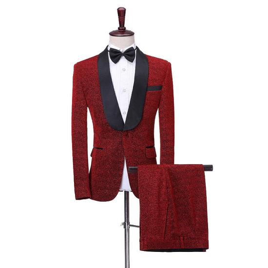 Harper Custome Red Shawl Lapel One Button Slim Fit Men Suits Online_2