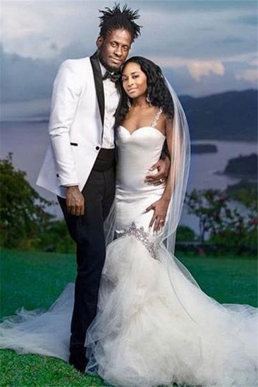 Jovan Simple White One Button Wedding Groom Suit with Black Lapel_1