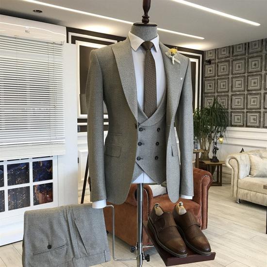 Sophia New Arrival Peaked Lapel Bespoke 3-pieces Business Suits For Men_2