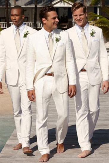 Cassian Stylish White One Button Slim Fit Shawl Lapel Groomsmen Suits_1