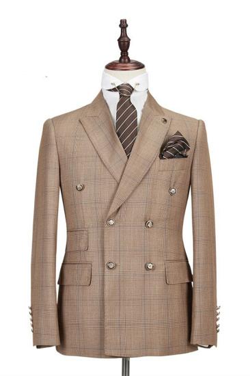 Chic Double Breasted Peaked Lapel Fashion Men Suits for Business