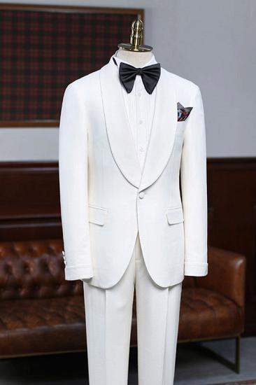 Gilles Traditional White 2 Pieces Slim Fit Custom Wedding Suit For Grooms_1