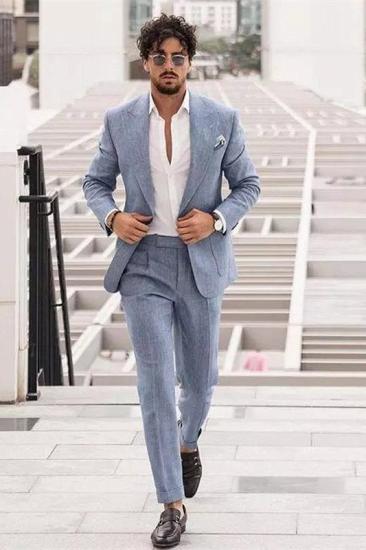 Chloe Stylish Silver Slim Fit Peaked Lapel Men Suits Online_1