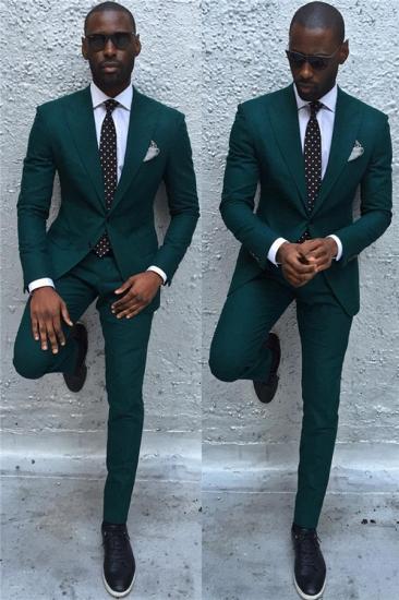 Neville Lastest Dark Green Slim Fit Mens Business Suit With Peaked Laple_1