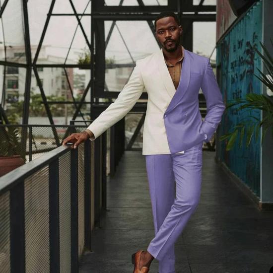 Elio Chic White And Lavender Slim fit One Button Lastest Prom Men Suits_2