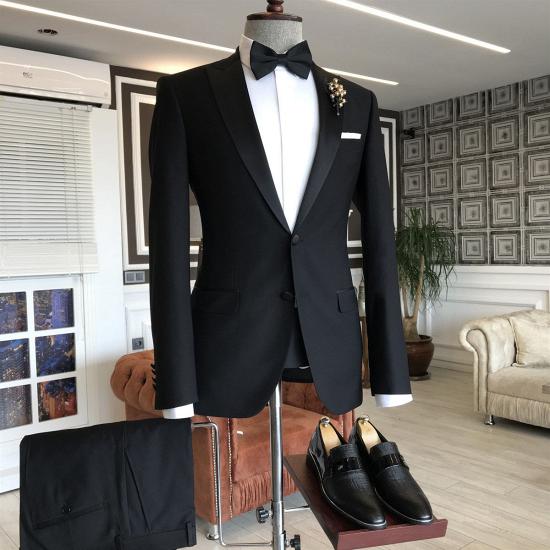 Zephyr Classic Black Slim Fit Peaked Lapel Men'S Business Suit_2