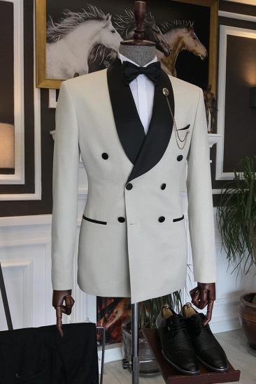 Gentle Light Champagne Double Breasted Shawl Lapel Best Fitted Men Suits | happnessmall