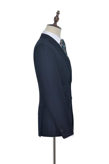Classical Lapel Double Breasted Business Mens Suits for Formal | Three Piece Dark Navy Suits for Men_4