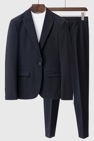 Fashion Summer Black One Button Peaked Lapel Men Suits | Happnessmall_1