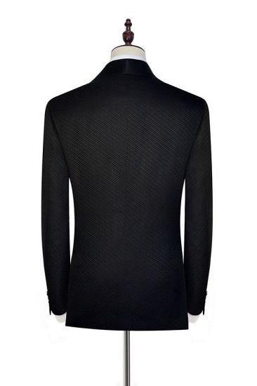 Happ Chic Black Small Check Pattern Jacquard Mens Suits For Wedding And Prom_2