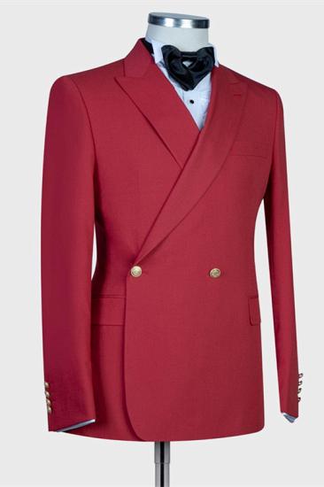 Modern Red Peaked Lapel Slim Fit Prom Suits for Men_3