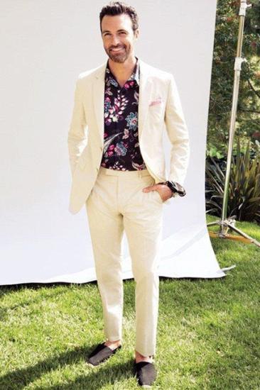 Joseph Simple And Fashion Ivory Summer Linen Formal Men Suit_1
