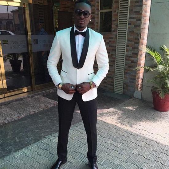 Jaxon Fashion White One Button Wedding Suits With Shawl Lapel_2