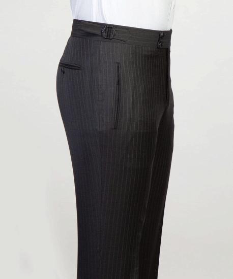 Modern Black Stripe Peaked Lapel Three Pieces Men Suits for Business | Happnessmall_6