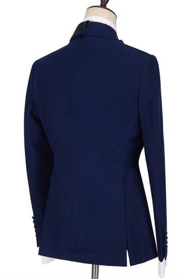 Elegant Shape Dark Navy Peaked Lapel Men Suits for Prom_2