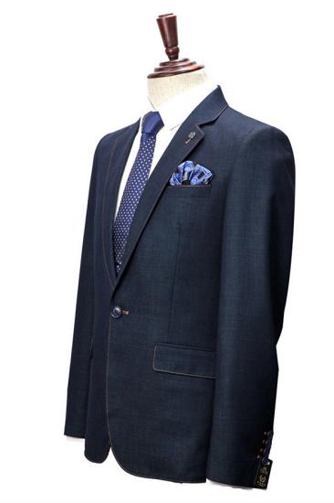 Titos Popular Dark Navy One Button Men Suits With Notched Lapel_3